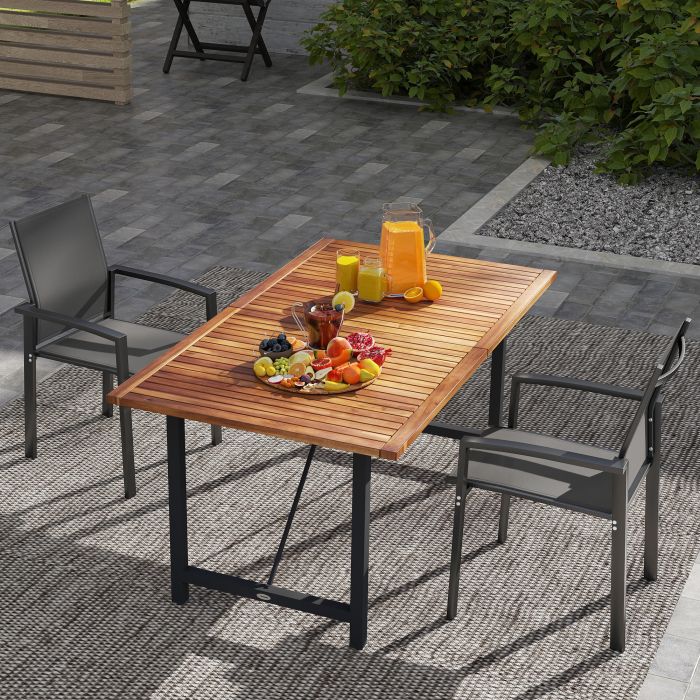  Set 2 Scaune de Gradina Stivuibile cu sezut Respirabil, din Aluminiu si Textilen, 56x58x89 cm, Gri Carbune [9]