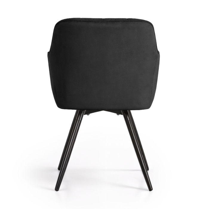Set 2 scaune dining rotative tapitate din catifea Turno, 55x58x83 cm, maxim 120 kg, negru [6]