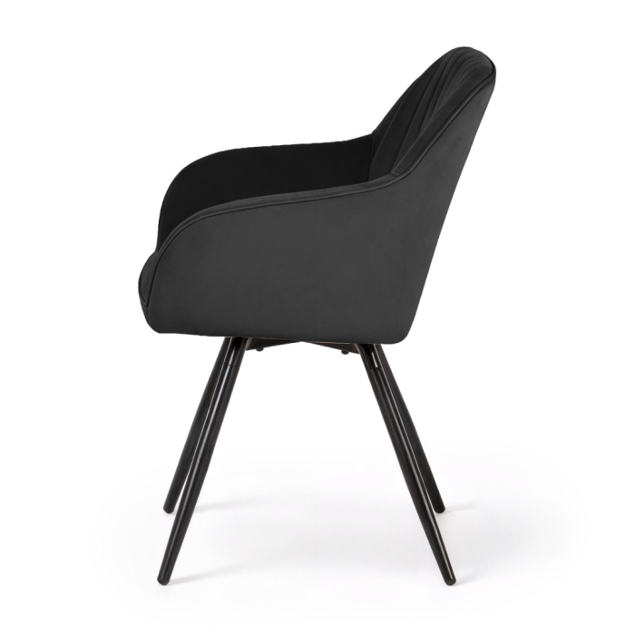 Set 2 scaune dining rotative tapitate din catifea Turno, 55x58x83 cm, maxim 120 kg, negru [4]