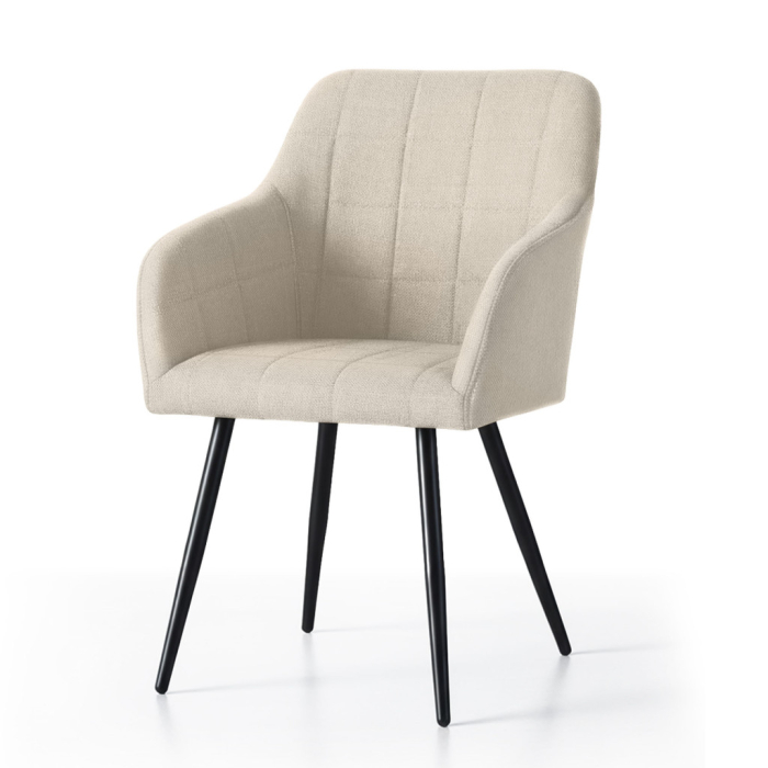 Set 2 scaune dining tapitate cu velur Luxano, cusaturi patrate, 54x58x82 cm, bej [2]