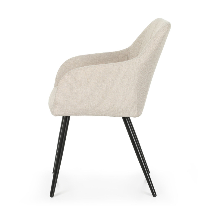 Set 2 scaune dining tapitate cu velur Luxano, cusaturi patrate, 54x58x82 cm, bej [4]