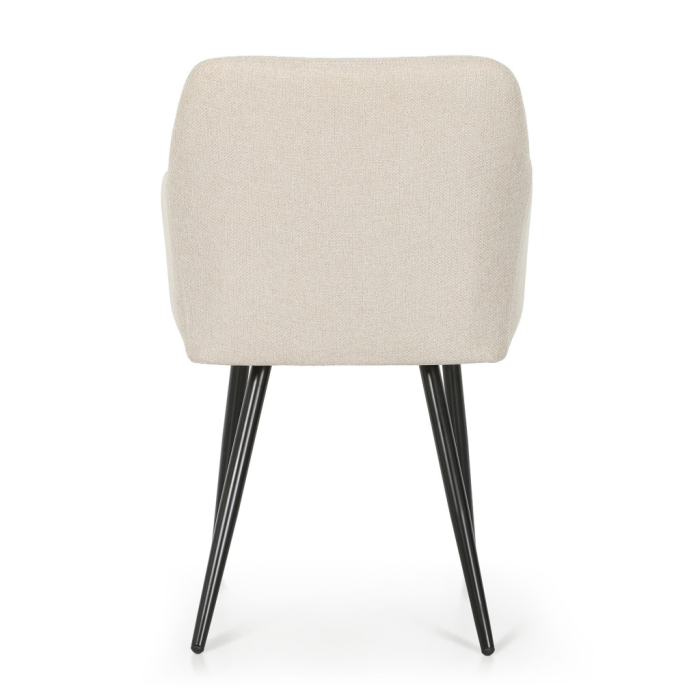 Set 2 scaune dining tapitate cu velur Luxano, cusaturi patrate, 54x58x82 cm, bej [6]