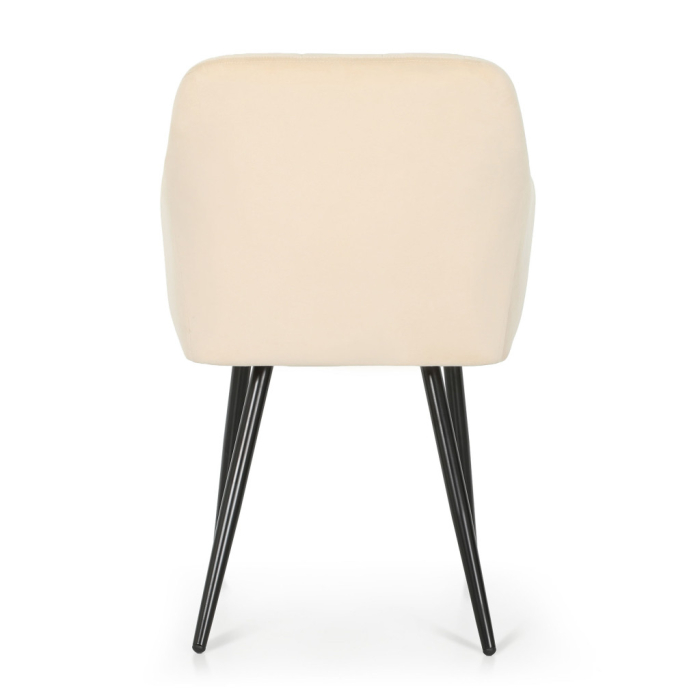 Set 2 scaune dining tapitate cu velur Luxano, cusaturi patrate, 54x58x82 cm, bej deschis [5]