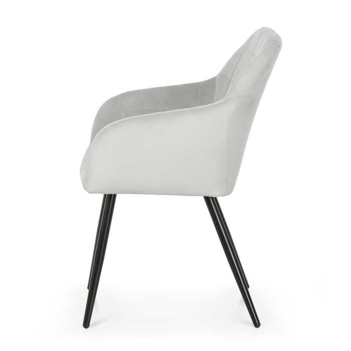 Set 2 scaune dining tapitate cu velur Luxano, cusaturi patrate, 54x58x82 cm, gri [4]