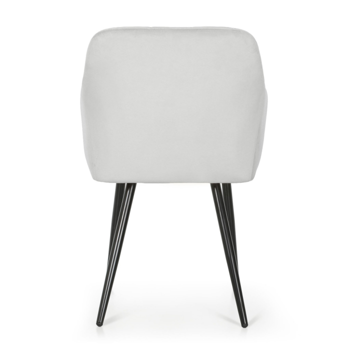 Set 2 scaune dining tapitate cu velur Luxano, cusaturi patrate, 54x58x82 cm, gri [6]