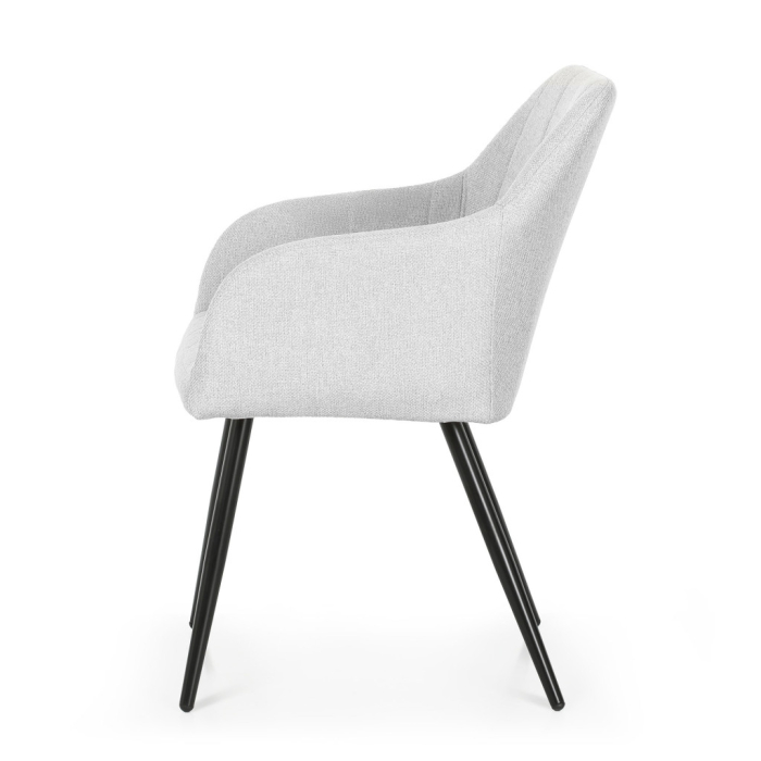 Set 2 scaune dining tapitate cu velur Luxano, cusaturi patrate, 54x58x82 cm, gri deschis [4]