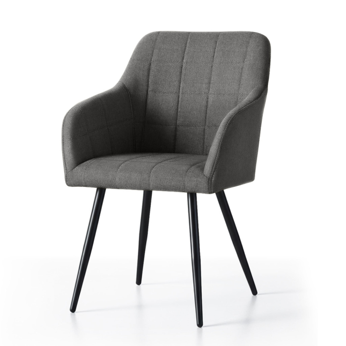 Set 2 scaune dining tapitate cu velur Luxano, cusaturi patrate, 54x58x82 cm, gri inchis [2]