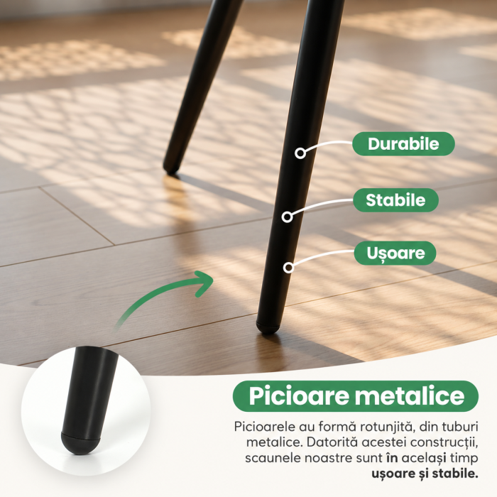 Set 2 scaune dining tapitate din catifea Diamante, 55x58x83 cm, maxim 120 kg, gri grafit [9]