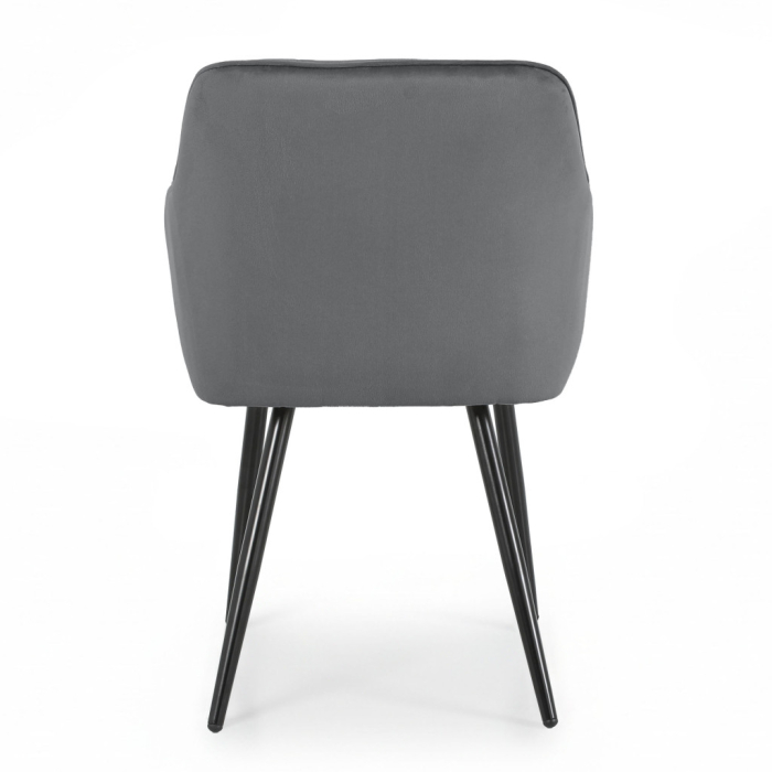 Set 2 scaune dining tapitate din catifea Diamante, 55x58x83 cm, maxim 120 kg, gri grafit [6]
