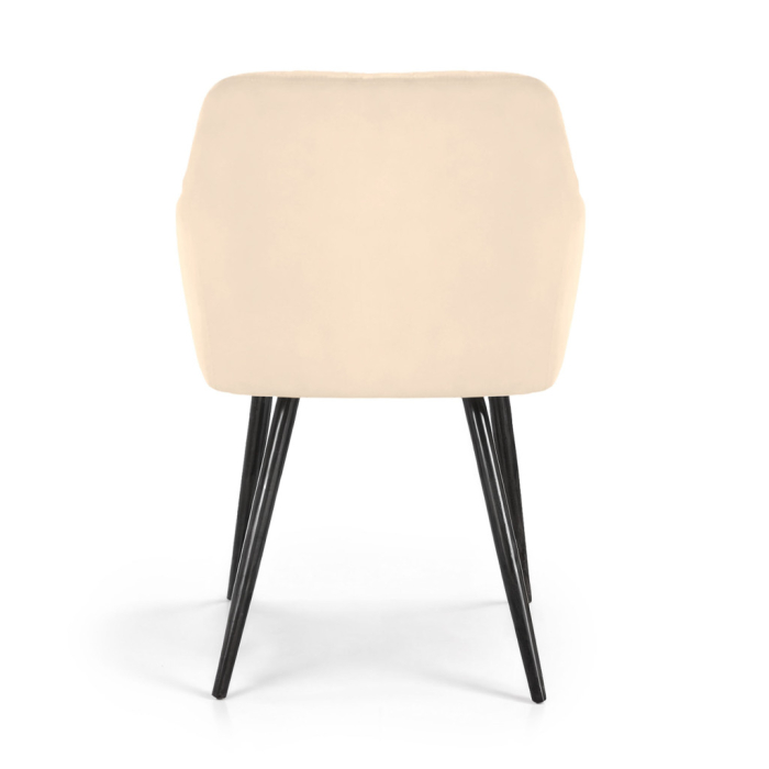 Set 2 scaune dining tapitate Velto, catifea, matlasate cu romburi, 52x58x82 cm, maxim 120 kg, bej [6]