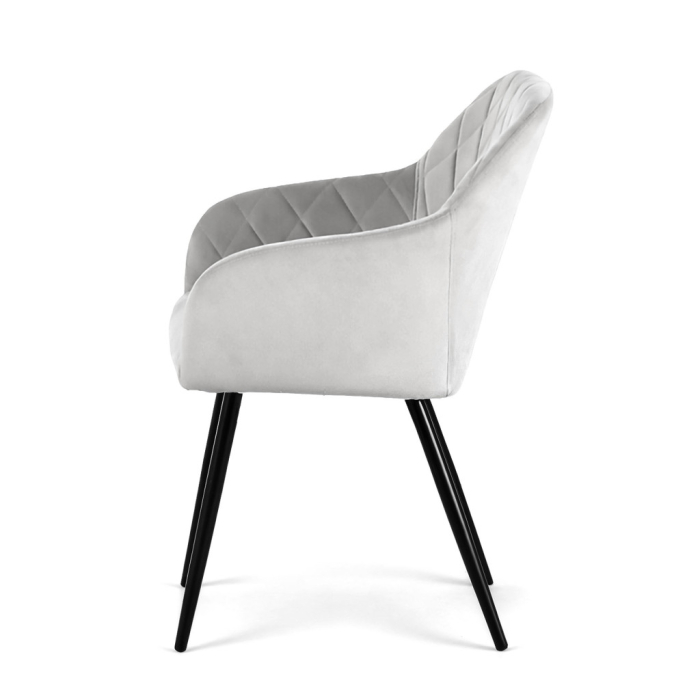 Set 2 scaune dining tapitate Velto, catifea, matlasate cu romburi, 52x58x82 cm, maxim 120 kg, gri [9]