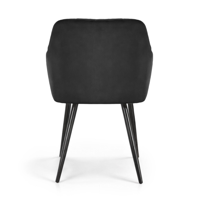 Set 2 scaune dining tapitate Velto, catifea, matlasate cu romburi, 52x58x82 cm, maxim 120 kg, negru [6]