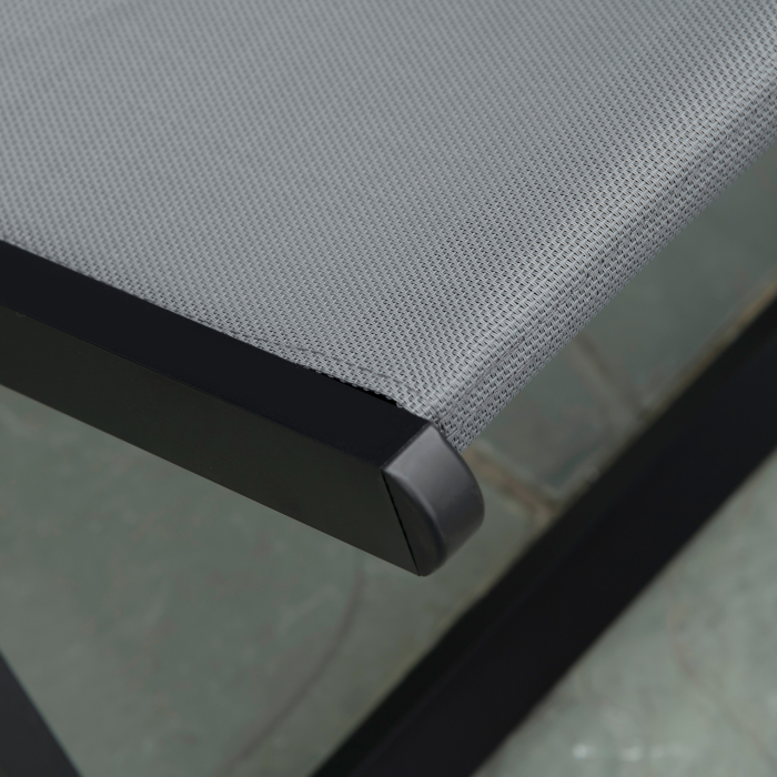  Set 2 Scaune Fotoliu Sezlong pentru Exterior, Pliabile si Rabatabile, din Aluminiu, Gri, 96.5 x 58 x 91.5cm [9]