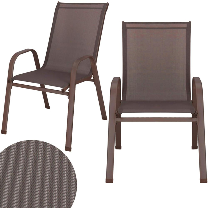 Set 2 scaune gradina, cadru metalic, textilene, maxim 120 kg, 92x53x72 cm, maro [4]