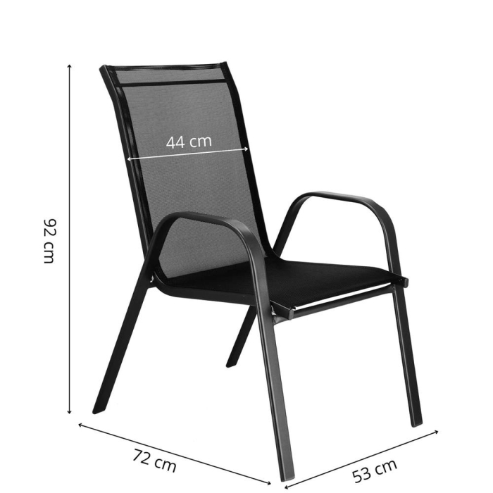 Set 2 scaune gradina, cadru metalic, textilene, maxim 120 kg, 92x53x72 cm, negru [25]