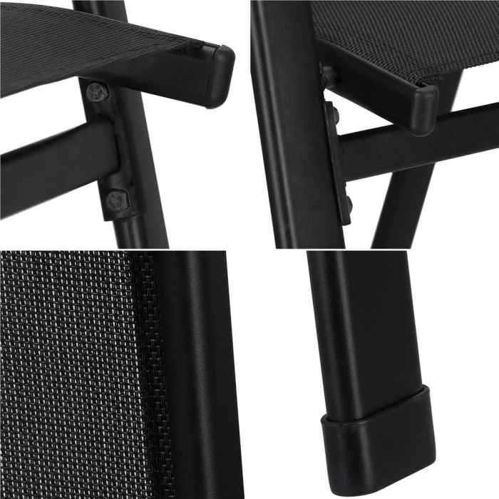 Set 2 scaune gradina, cadru metalic, textilene, maxim 120 kg, 92x53x72 cm, negru [6]