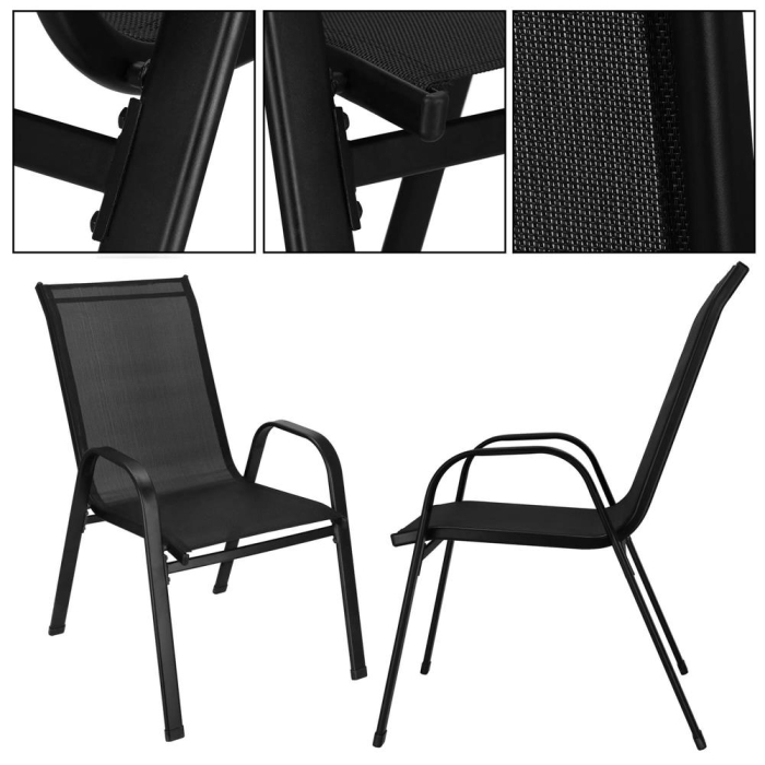 Set 2 scaune gradina, cadru metalic, textilene, maxim 120 kg, 92x53x72 cm, negru [14]