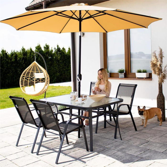 Set 2 scaune gradina, cadru metalic, textilene, maxim 120 kg, 92x53x72 cm, negru [29]