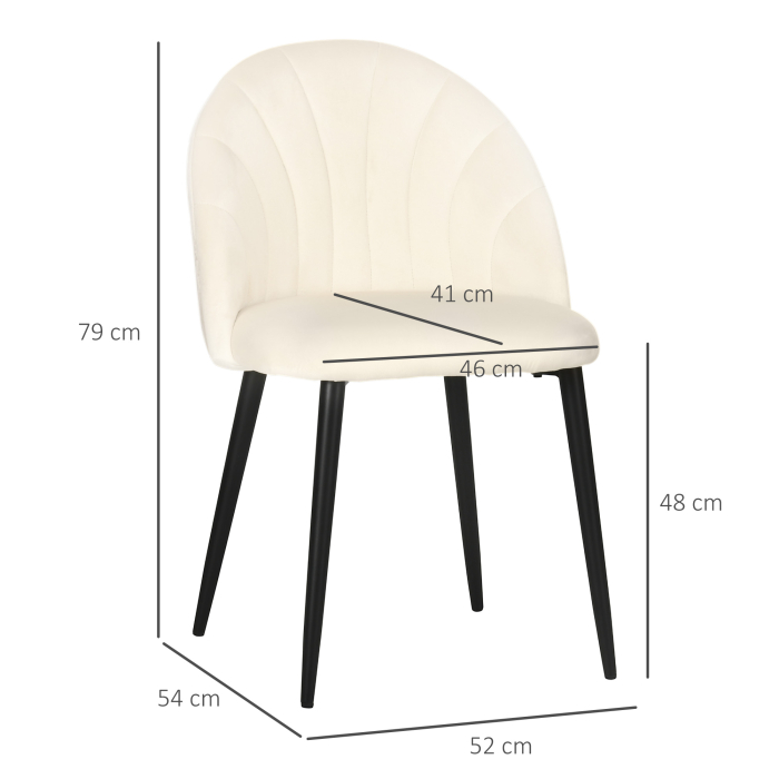  Set 2 scaune pentru camera de zi si sufragerie tapitate, cu design nordic si ergonomic, din metal si tapiterie cu efect de catifea bej, 52x54x79 cm [3]