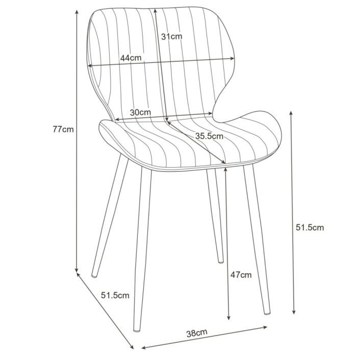 Set 2 scaune tapitate, din velur, picioare metalice, maxim 125 kg, 44x52x77 cm, verde [3]