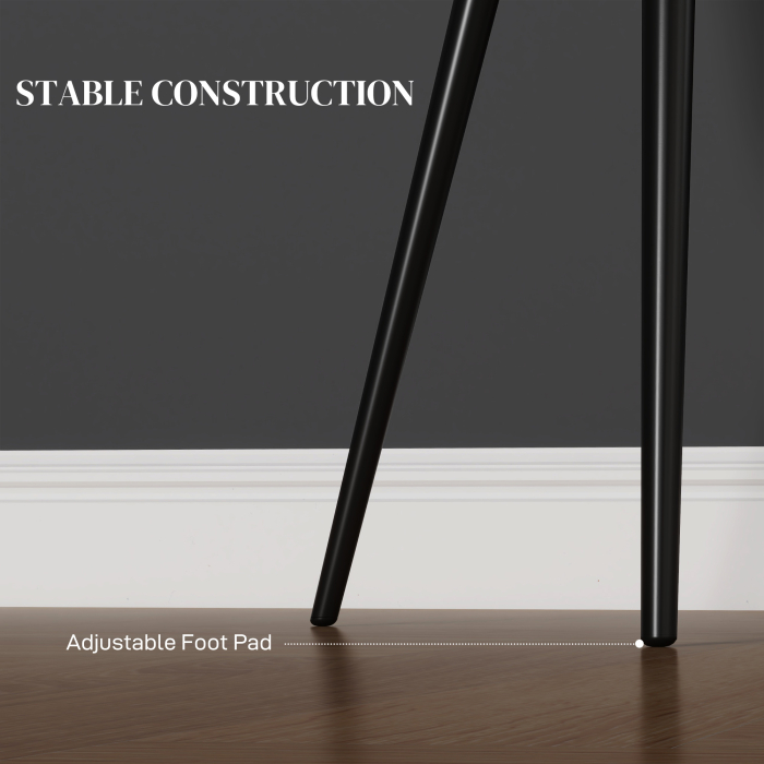  Set 2 Scaune Tapitate in Stil Nordic cu Brate si Picioare din Otel pentru Sufragerie, 54x57x80 cm, Negru [6]