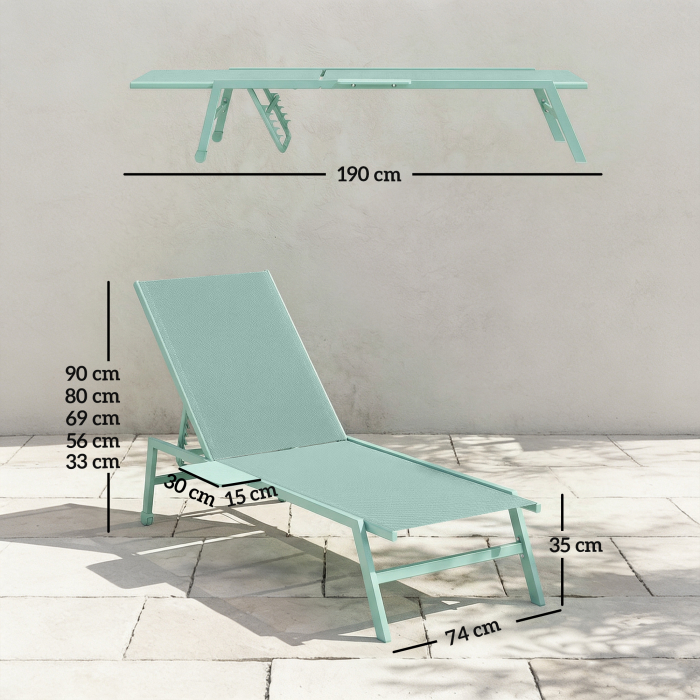  Set 2 sezlonguri cu Masuta, sezlonguri Gradina cu Spatar Reglabil. [3]