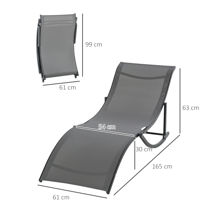  Set 2 sezlonguri de Gradina Pliabile, sezlong pentru Plaja din Aluminiu si Textilen, 61x165x63 cm [3]