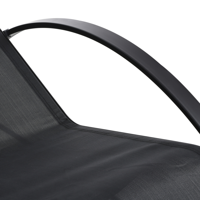  Set 2 sezlonguri de Gradina si Masuta cu Raft, Material Respirabil si Cadru Metalic, 59x169x66 cm, Negru [9]