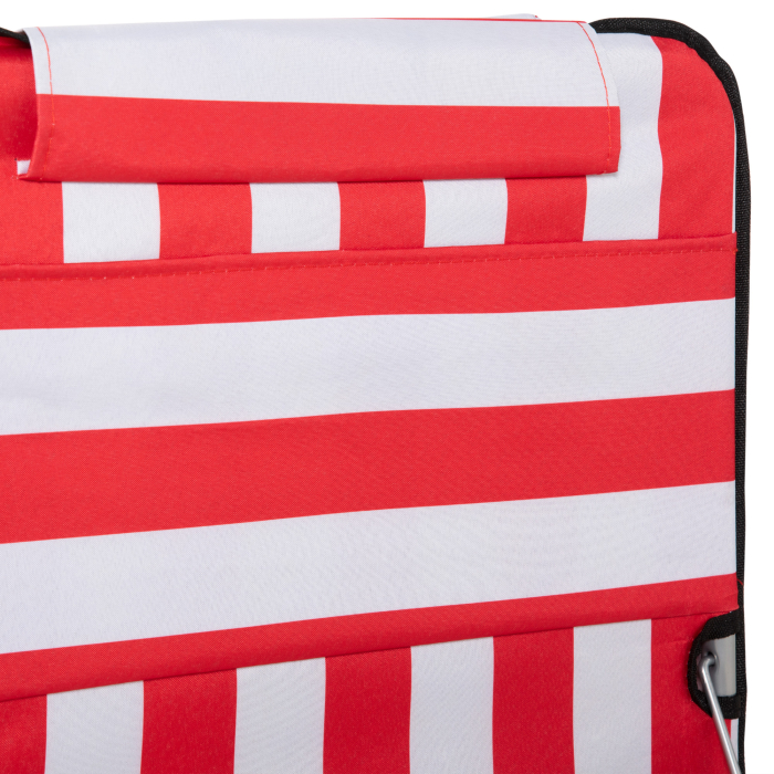  Set 2 sezlonguri de Plaja cu Spatar Reglabil in 5 Pozitii, Tetiera si Geanta de Transport, 124x53x45 cm, Rosu [8]