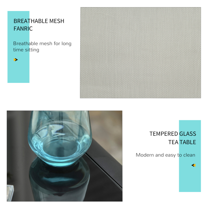  Set 2 sezlonguri si masuta, 59x169x66 cm, negru [6]