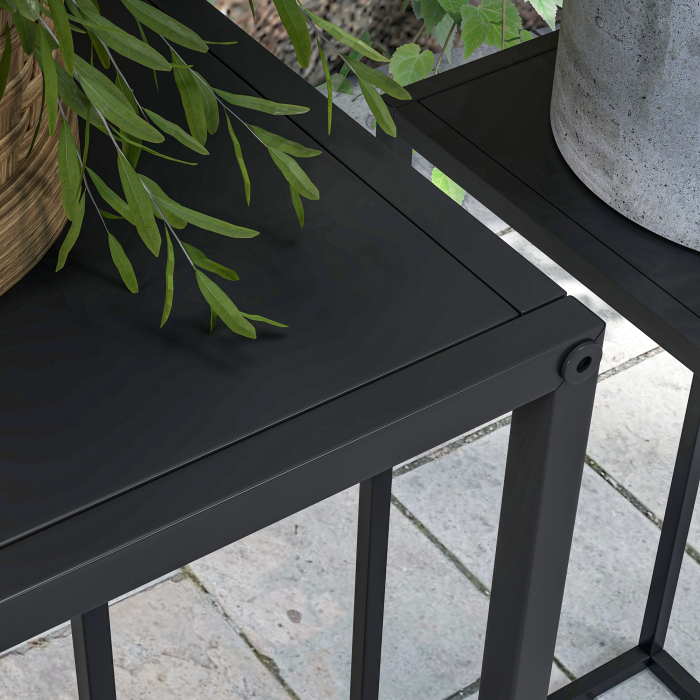  Set 2 suporturi pentru plante din otel pentru interior si exterior, 25x25x58,5 cm si 31x31x65 cm, negru [8]
