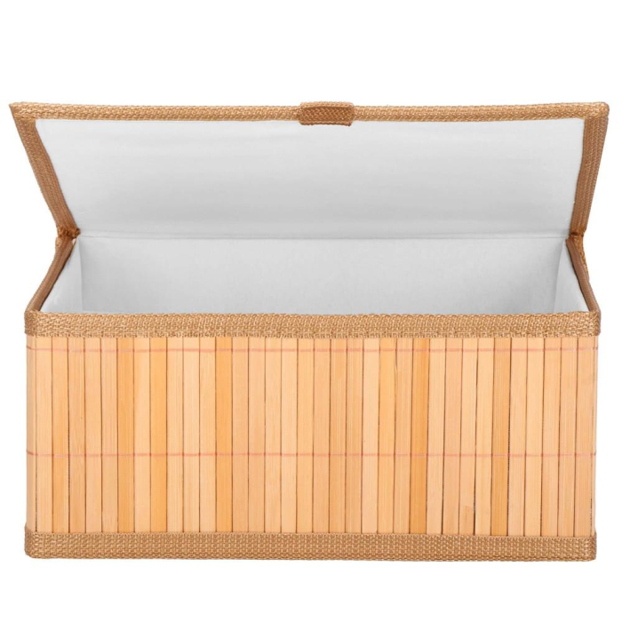 Set 3 cutii organizatoare din bambus, cu capac, diverse dimensiuni, maro [11]