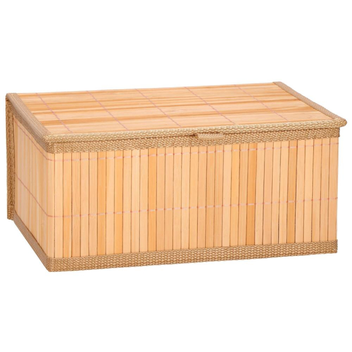 Set 3 cutii organizatoare din bambus, cu capac, diverse dimensiuni, maro [9]