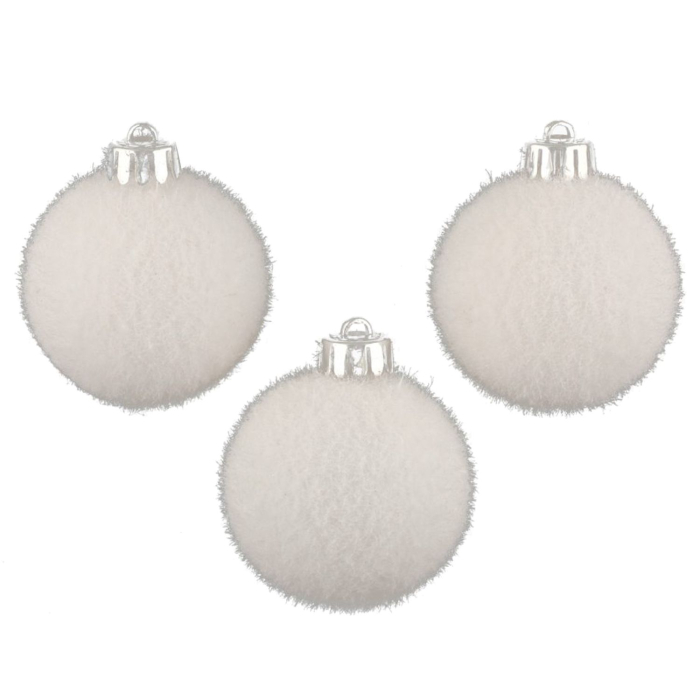 Set 3 globuri de Craciun Atmosphera, efect gheata, diametru 6 cm, alb [1]