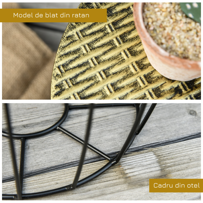  Set 3 Masute Gradina Stivuibile 38/31 cm - Negru [6]