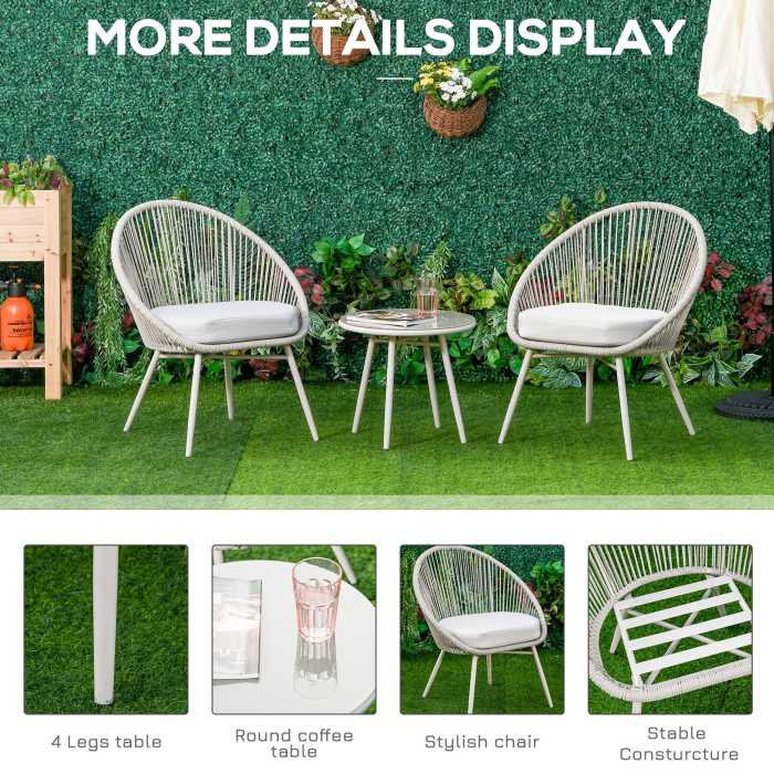  set 3 piese, 1 masa si 2 scaune pentru exterior, crem [7]