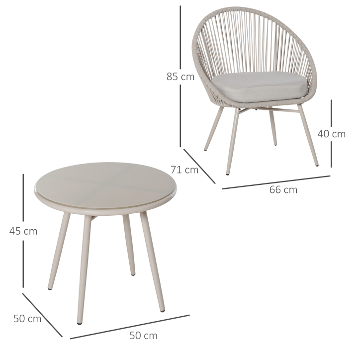  set 3 piese, 1 masa si 2 scaune pentru exterior, crem [3]