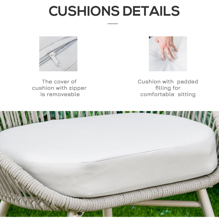  set 3 piese, 1 masa si 2 scaune pentru exterior, crem [5]