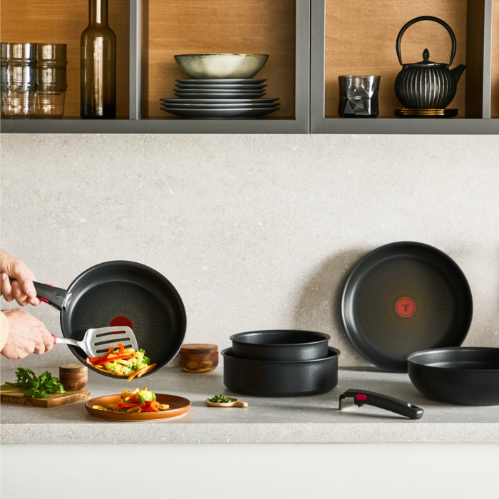 Set 3 piese Tefal Ingenio Excellence+ P0009553, tigaie de 24/28 cm, maner detasabil, tehnologie FUSIONCORE, Thermo-Signal™, invelis antiaderent, alu [3]