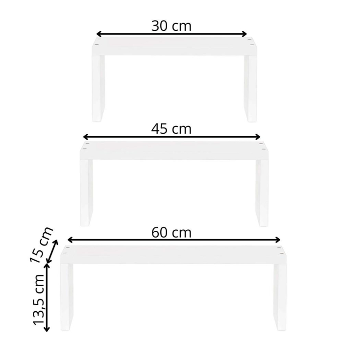 Set 3 rafturi perete mdf decorative organizare 30 45 60 cm, 15 cm adancime, design modern, alb [21]