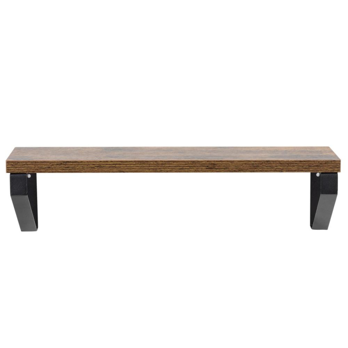 Set 3 rafturi de perete din metal si MDF, 30-35-40x12 cm, negru si maro [15]