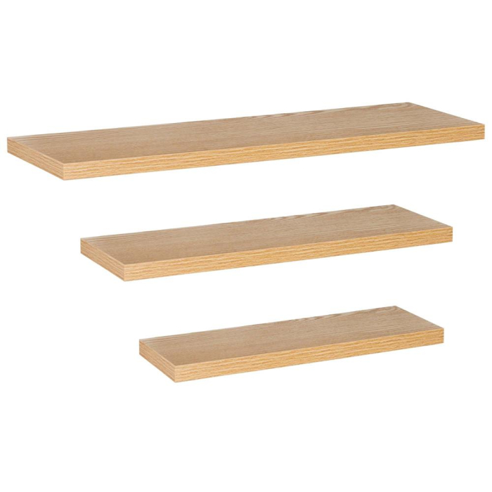 Set 3 rafturi plutitoare perete mdf suport metalic 30 45 60 cm, 15 cm adancime, design modern, maro [4]
