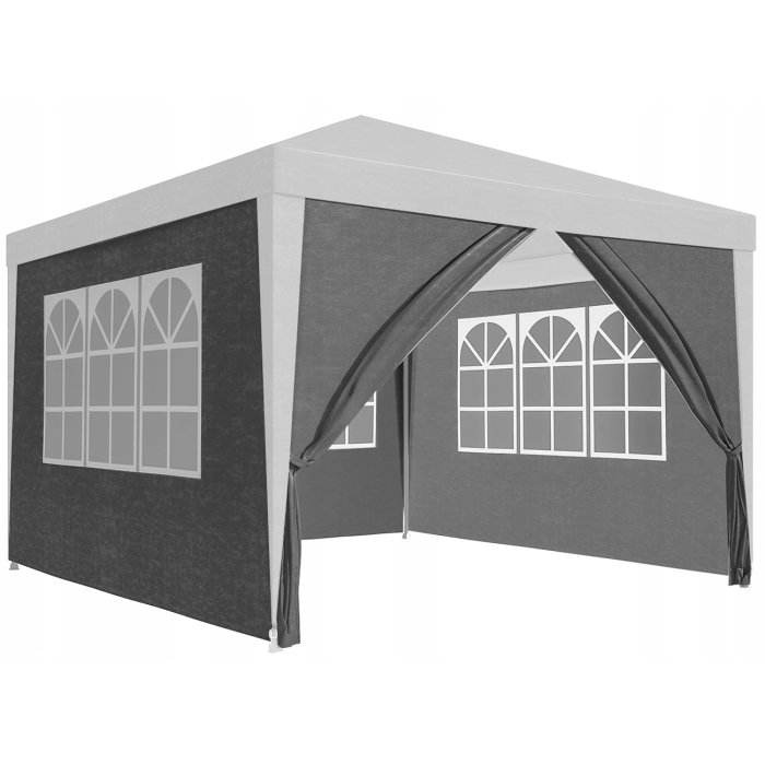 Set 4 pereti laterali pentru pavilion gradina, impermeabili, 3x2 m, cu ferestre si intrare cu fermoar, alb [2]