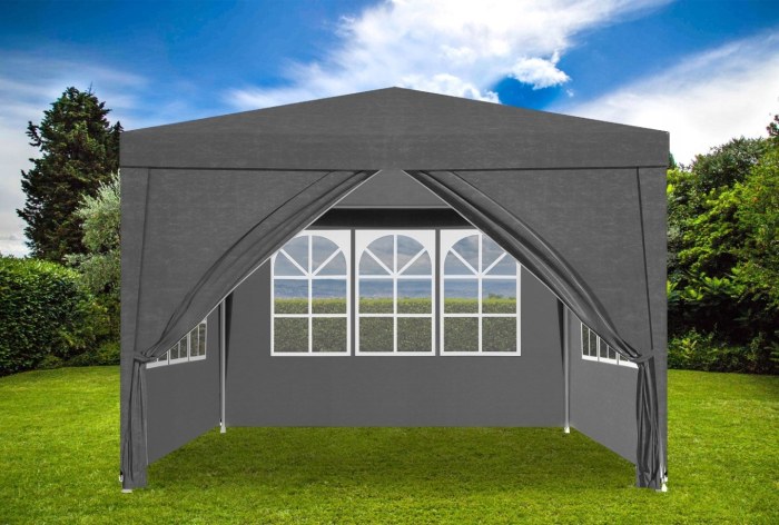 Set 4 pereti laterali pentru pavilion gradina, impermeabili, 3x2 m, cu ferestre si intrare cu fermoar, alb [5]