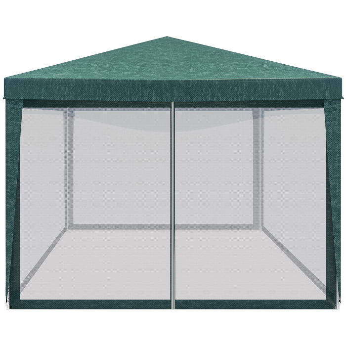 Set 4 pereti pentru pavilion gradina cu plasa tantari si acoperis, material PE 100 g/m2, 300x200 cm, verde [8]