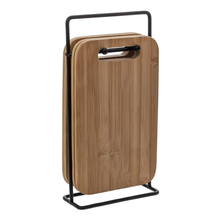 Set 4 platouri tapas 5Five din bambus cu suport metalic, 15x7x27 cm, natur [1]