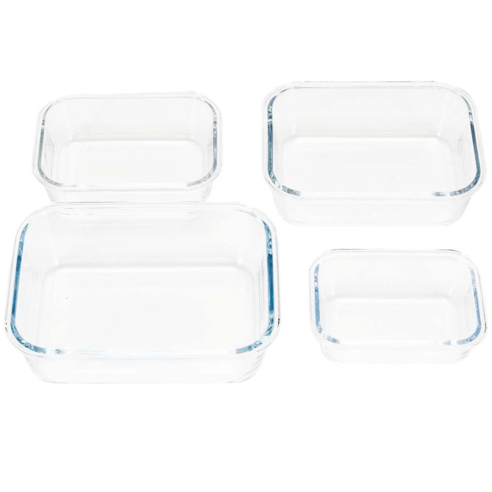 Set 4 recipiente din sticla termorezistenta, cu capac etans, BPA free, 350ml / 600ml / 1000ml / 1450ml , transparent [14]