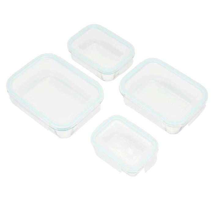Set 4 recipiente din sticla termorezistenta, cu capac etans, BPA free, 350ml / 600ml / 1000ml / 1450ml , transparent [13]