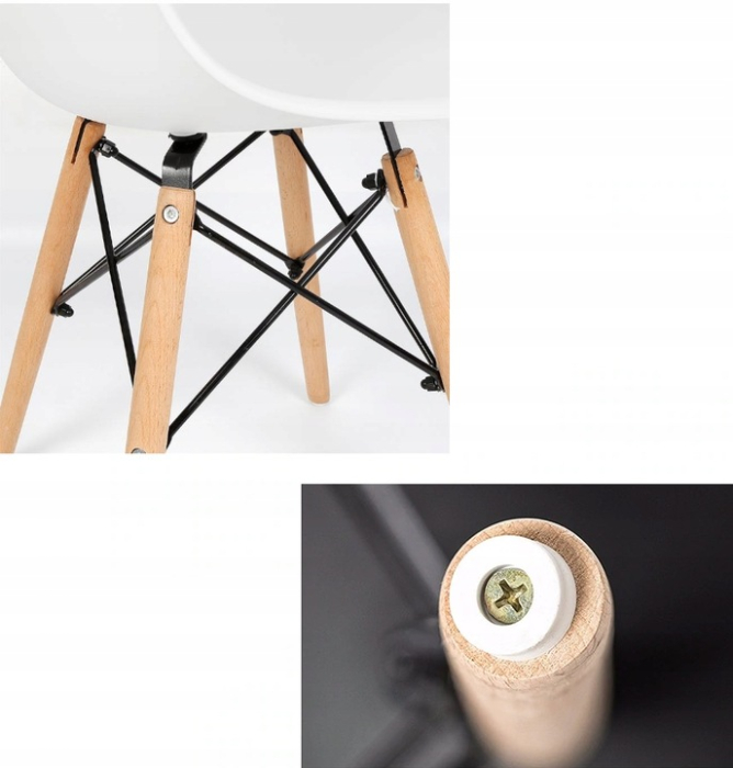 Set 4 scaune de bucatarie, design scandinav modern, sezut cu burete, alb [3]