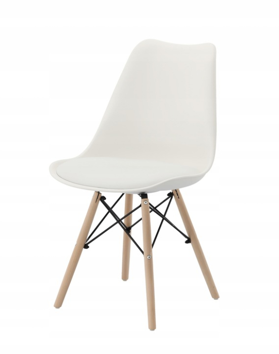 Set 4 scaune de bucatarie, design scandinav modern, sezut cu burete, alb [5]